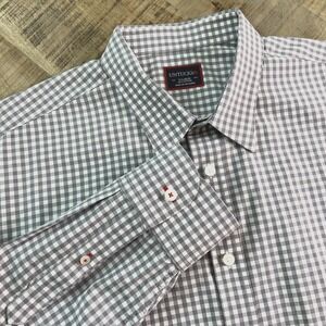 UNTUCKit Dress Shirt Mens Size XL Gray White Check Plaid Long Sleeve Button Down